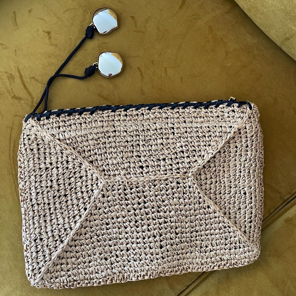 Zara woven clutch, new